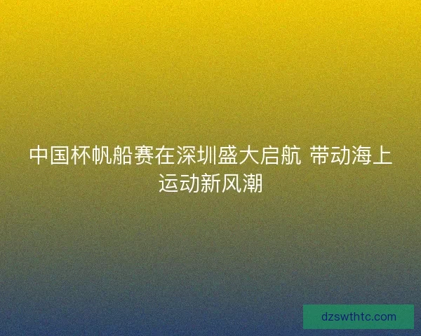中国杯帆船赛在深圳盛大启航 带动海上运动新风潮